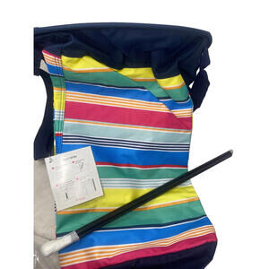 Thirty-One Storage Bin Striped Patio Pop Round Organizer  22" x 12" x 12"